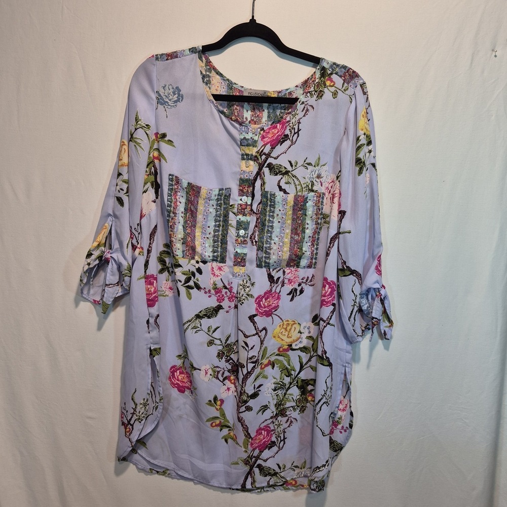 Figueroa & Flower Womens XL Tunic Boho Chic Grandmillennial Coastal Grandma